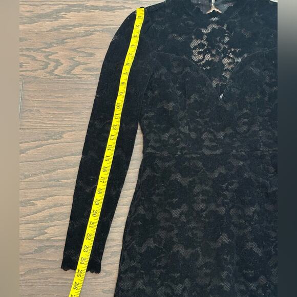 SAYLOR Kacey Black Velvet Lace Asymmetric Open Back Mini Dress Size Small - Picture 9 of 14